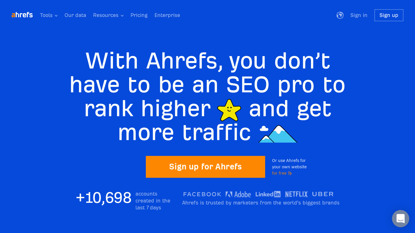 ahrefs homepage